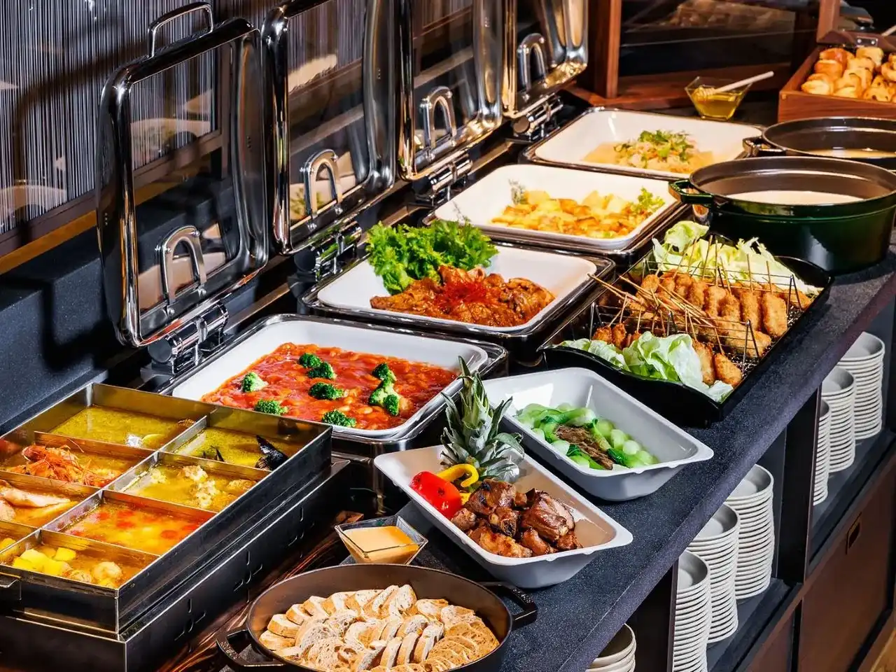dinner buffet in a hotel restaurant in zanzibar
