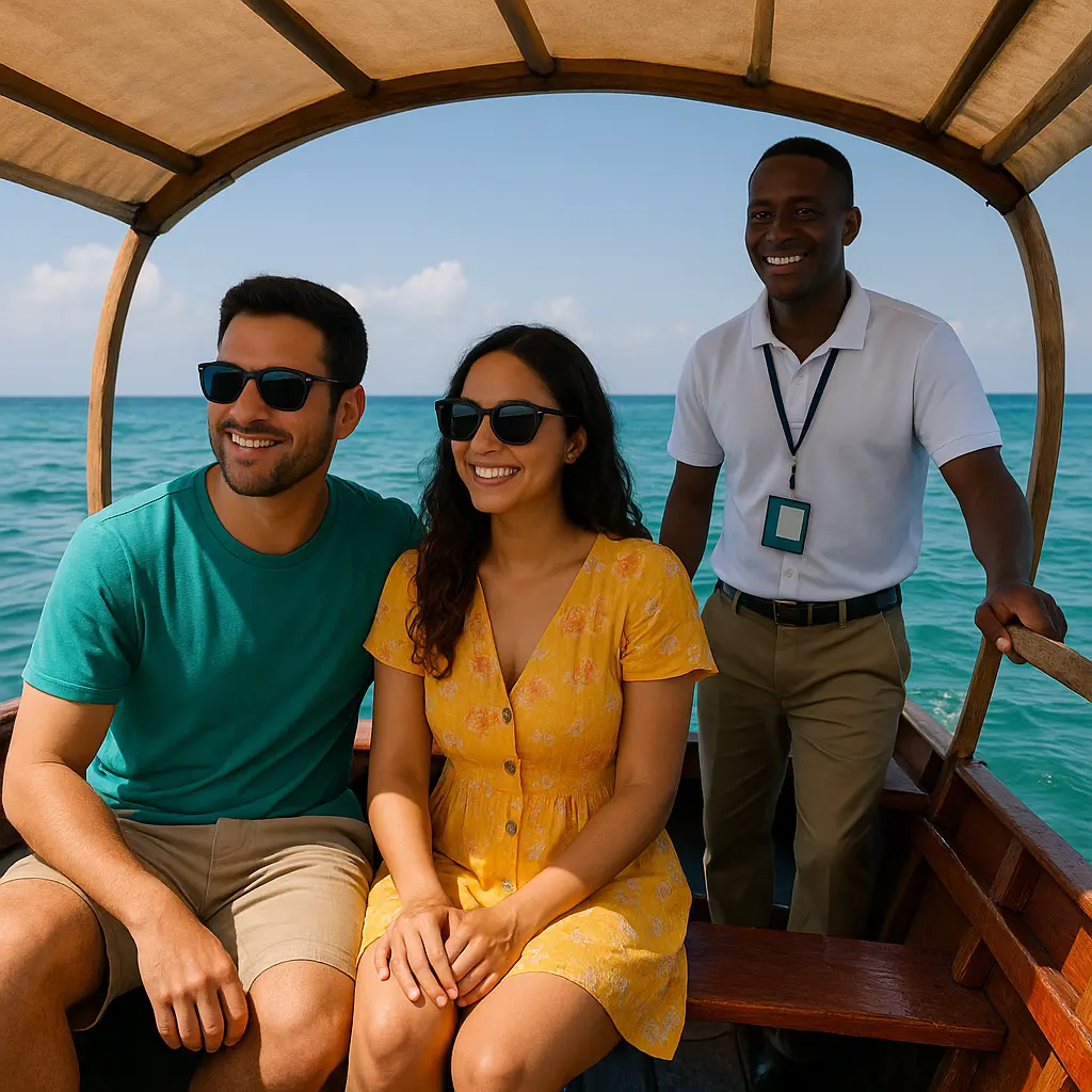 white couple on prison island boat