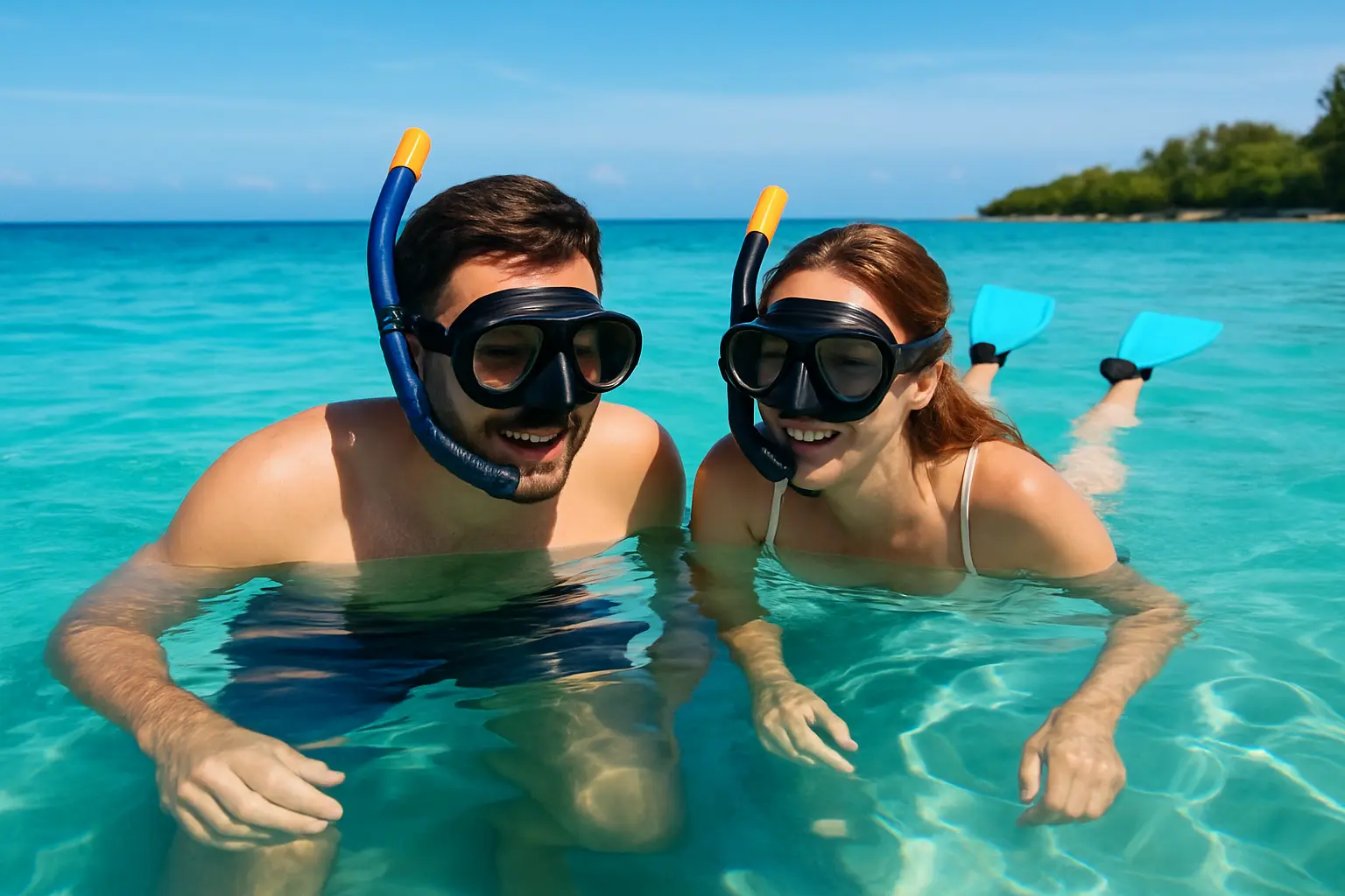 a couple snorkeling on prison island zanzibar