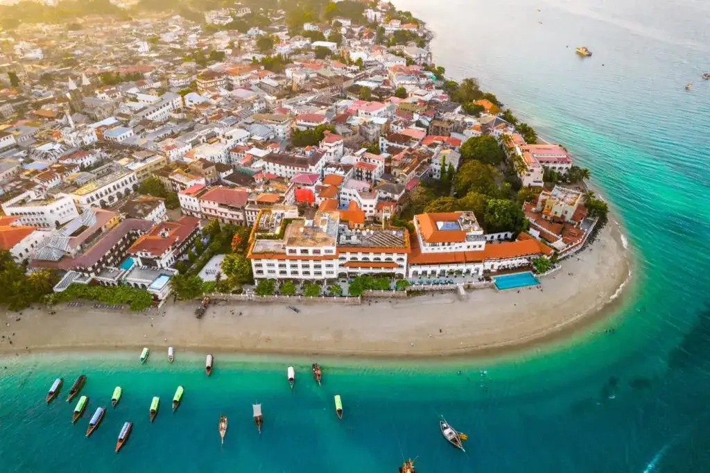 Zanzibar coast aerial view